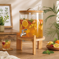 Distributeur de boissons en verre borosilicate résistant à la chaleur de grande capacité pour la maison et les restaurants avec couvercle