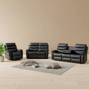 Conjunto de sofá seccional modular reclinable y retráctil, con portavasos abatible, hecho de piel sintética, adecuado para el hogar. - Product Image 5