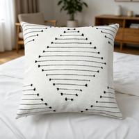 Housse de coussin carrée moderne en polyester-coton avec fermeture éclair invisible pour canapé et chevet