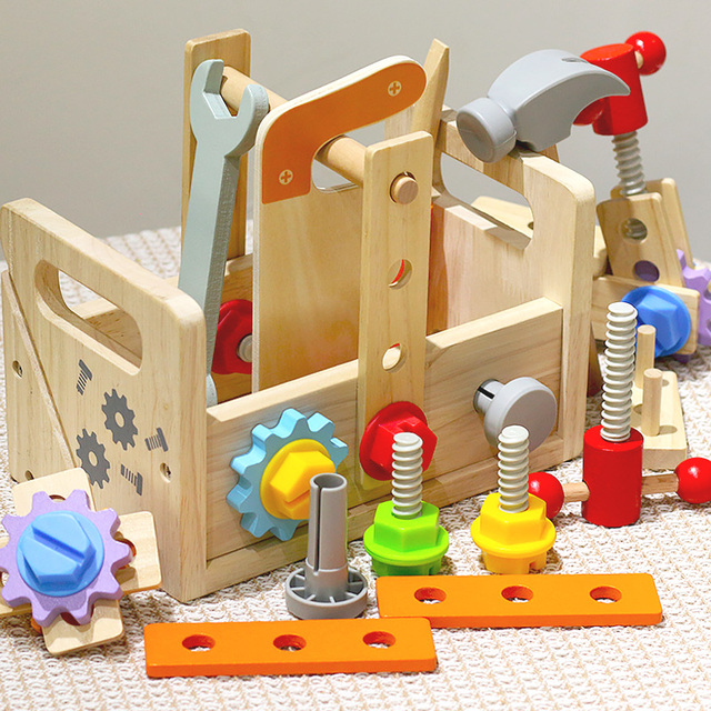 Starting Point Multi Function Nut Disassembly Combination Building Block Tabletop Toy Simulation Toolbox Wooden Toys for Kids