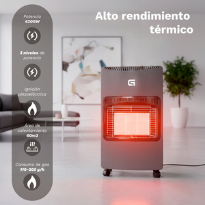 Chauffage au gaz butane portable 4200W, 3 niveaux de chaleur, utilisation intérieure et extérieure - Product Image 2