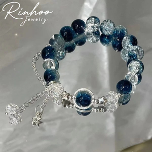 RINHOO Vente en gros Nouveau bracelet coréen tendance mignon en forme de boule colorée en cristal et strass fait main, bijoux unisexes, cadeau - Product Image 1