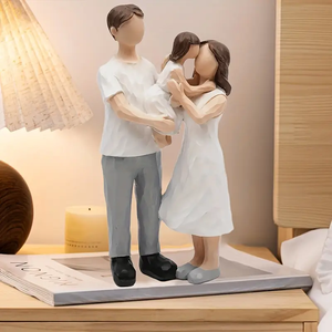 Peint à la main 3 Figure Résine Sculpture Art Déco Design Famille Cadeau pour Parents Fille Fils Maison <span class=keywords><strong>Chambre</strong></span> Salon Étagère Décor - Product Image 2