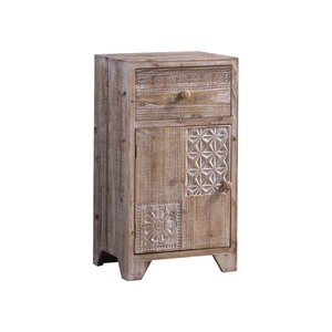 Moroccan Style Solid Wood Carved Storage Cabinet With Drawer And Door Living Room Cabinet Entryway Decorative <b>Sideboard</b> - Product Image 5