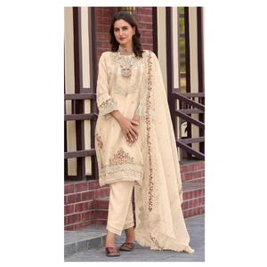 Costumes de pelouse 3 pièces cousus de style indien et pakistanais en gros pour mariage et festival en provenance d'Inde - Product Image 1