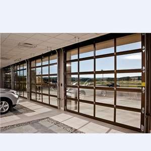 Portes <span class=keywords><strong>de</strong></span> <span class=keywords><strong>garage</strong></span> coulissantes automatiques modernes en aluminium et verre, transparentes, sectionnelles, étanches, pour usage commercial - Product Image 1