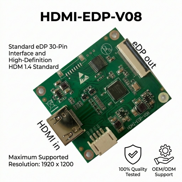 HEXING -EDP-V08 1920x1200 for EDP Adapter Board 30-Pin EDP LCD Controller 12V DC Input Hot Plug Support for Embedded