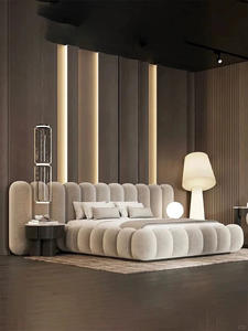 Lit double de luxe pour chambre à coucher, lit rembourré en tissu minimaliste, lit <span class=keywords><strong>king</strong></span>-<span class=keywords><strong>size</strong></span>, cadre de lit queen-<span class=keywords><strong>size</strong></span> pour villa - Product Image 4
