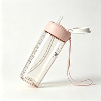 Gobelet carré pour bébé en PPSU avec paille, sans BPA, anti-fuite, bouteille d'eau d'apprentissage pour tout-petits, col large, gobelet à boire carré, 240 ml