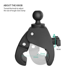 Vehicle Round Tube Tough-Claw Quick Release Clamp Base With 1" Ball Head Compatible with 1.02'' to 2.4" Round Tubes VIN-B-DZJ03 - Product Image 2