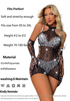 Robe résille en strass noir clouté Deep Love Bas de corps évidé Nitting Rhinestone