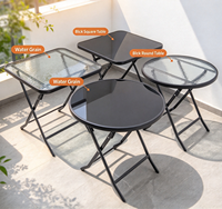 Tables de salle à manger pliantes portables en métal et verre trempé, carrées et rondes, pour extérieur, jardin, hôtel, patio, café, restaurant, fête, banquet, événement