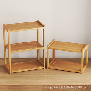 <b>Desktop</b> Bookshelf Storage Rack 3 Tier Wooden Office <b>Organizer</b> <b>For</b> Books Toys Electronics Standing Type Rectangle Shape - Product Image 1