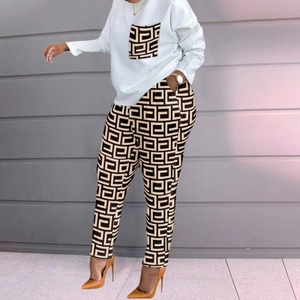 Primavera autunno nuovi pantaloni sportivi da donna con stampa a maniche lunghe pantaloni larghi da donna Casual a due pezzi - Product Image 5