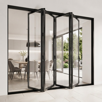 Porte pliante en aluminium à double vitrage trempé, moderne, pour séparation de pièce ou patio