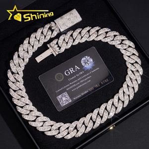 عقد مويسنايت من IGI certificaty قطع 20 قلادة مثلجة من الماس اختبار رابط فضي سلسلة هيب هوب فاخرة كوبية - Product Image 3