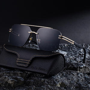 Lunettes de soleil demi-cerclées personnalisées pour hommes, verres PC UV400, monture noire, style Instagram, protection solaire tendance - Product Image 5