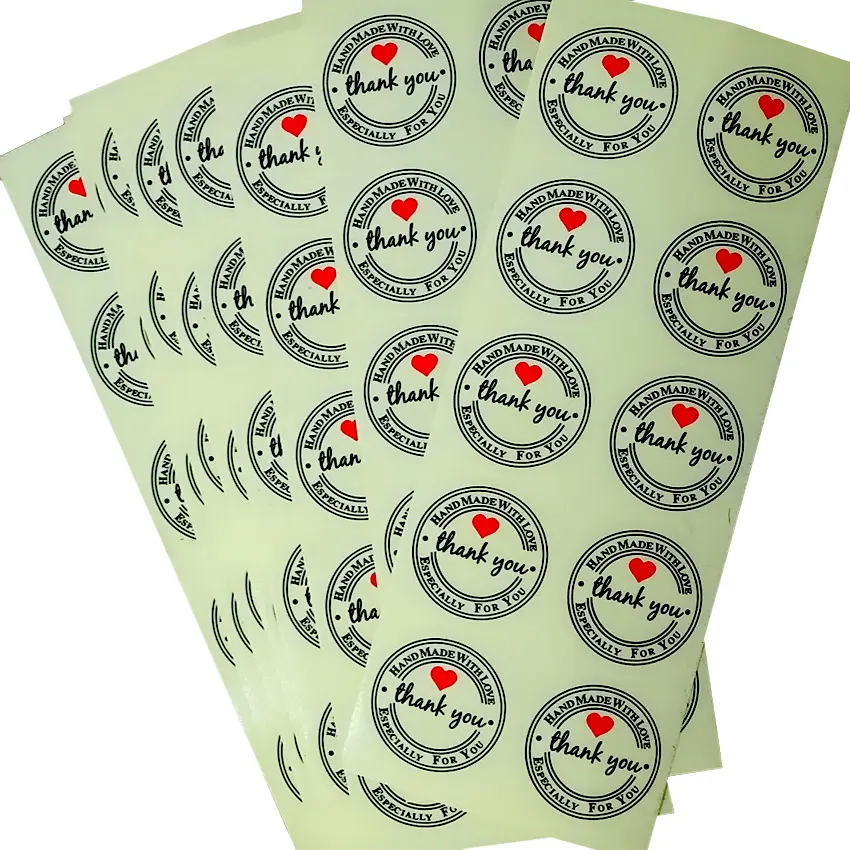 100 adet/paket Retro şeffaf teşekkür ederim yuvarlak etiket çıkartmaları ile el yapımı aşk su geçirmez çıkartmalar kağıt mühür yapışkanlı etiket