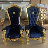 Chaises d'hôtel à trône doré en métal à dossier haut rembourrées pour mariage et événements de fête prix d'usine