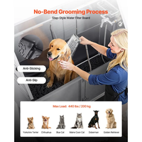 Station de lavage pour chiens moderne en acier inoxydable, baignoire de toilettage pour animaux de compagnie de 62 pouces avec rampe, filtre à eau en PE, robinet, pomme de douche et porte-savon
