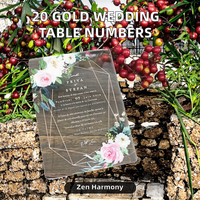 Numéros de table de mariage en acrylique doré découpés au laser, support en forme d'arche avec cartes de placement miroir dorées pour réception de mariage