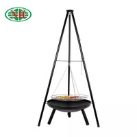 Barbecue au charbon de bois moderne en fer de haute qualité avec trépied, grille à hauteur réglable pour camping en extérieur, barbecue, jardin, patio, foyer