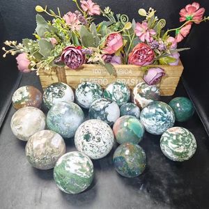 Prezzo all'ingrosso vendita calda cristallo artigianale muschio agata sfera intaglio energia di guarigione di pietra per i regali desiderati da <span class=keywords><strong>voglie</strong></span> - Product Image 1