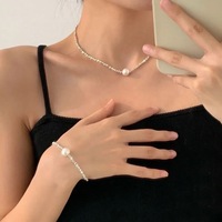 Collier en argent cassé en argent S925 avec perles d'eau douce naturelles 9-10mm Style de perles mignonnes bijoux simples trempés pour cadeaux