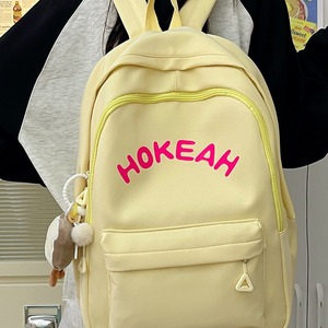 Hokeah Women's Backpack Small Size Lightweight School Education Solid Color Letters Shoulder Strap - Product Image 3