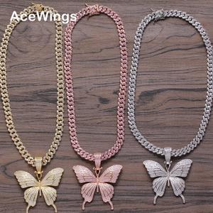 Ottone CZ Del Pendente Della Farfalla <span class=keywords><strong>con</strong></span> 8 millimetri Cuban link Catena Della Collana di Hip hop Dei Monili di Bling CZ Catena Ghiacciato Fuori CN111 - Product Image 1