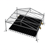 Structure de scène modulaire rectangulaire en alliage d'aluminium robuste, soudée, argent/noir, à connexion par goupilles, pour concerts en extérieur, montage rapide