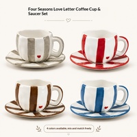 Ensemble tasse et soucoupe à café en céramique peintes à la main, style coréen, design nordique inspiré d'Instagram, forme irrégulière, emballage cadeau