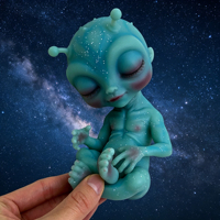Poupée Alien Reborn en Silicone Personnalisée en Usine, Poupée Bébé Alien Réaliste Endormie, Ornement d'Halloween, Jouet de Collection en Gros