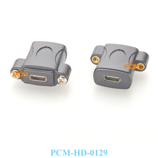 Panel Mount USB C Screw Lock Adapter, Type-C Female to Female Coupler for Cabinet and Chassis Mount, USB3.1 Gen2 10Gbps Passthru