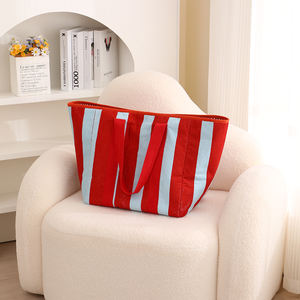 Sacs à main en tissu éponge pour femmes en gros, sacs fourre-tout de voyage unis chauds pour l'hiver avec poche, sacs fourre-tout rayés pour femmes, sac tout-en-un - Product Image 4