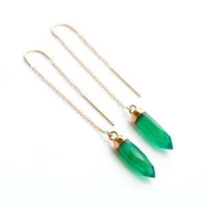 92,5 Sterling ililver ITH Old antiguo olished atatural renyx ememstone Pointed enenhape andand made ONG arring - Product Image 3