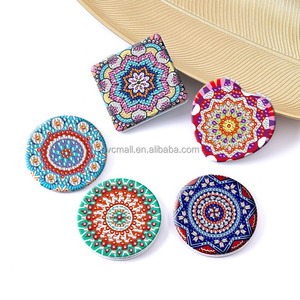Pequeño diamante pintura arte espejo compacto <span class=keywords><strong>Mandala</strong></span> cubierta portátil lupa plegable monedero DIY espejo Mini para mujeres niñas chico - Product Image 2
