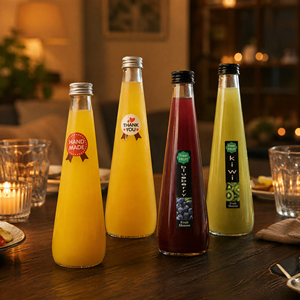 Bouteille en verre français transparente de 8 oz, 12 oz, 250 ml, 330 ml pour jus de fruits avec bouchon à vis hermétique - Product Image 4