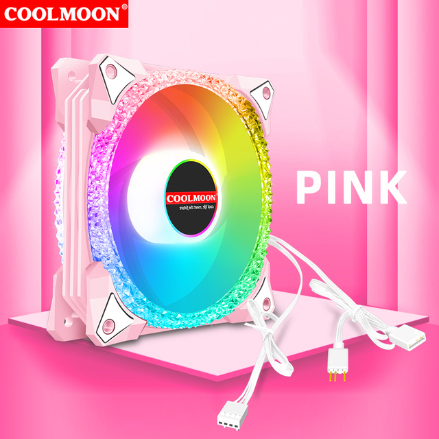 NEW Design PWM ARGB FAN 120mm Dual Diamond Ring pink Computer PC case Cooling Fans
