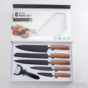 7-Piece cao cấp thép không gỉ Nhà bếp dao Set khối siêu sắc nét tùy chỉnh đầu bếp dao có tính năng PP nhựa Peeler cắt - Product Image 3