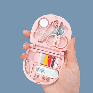 Portable <b>Sewing</b> Kit Compact Oval Plastic Travel <b>Sewing</b> <b>Box</b> With Needles Thread Scissors For Home Dorm Use - Product Image 2