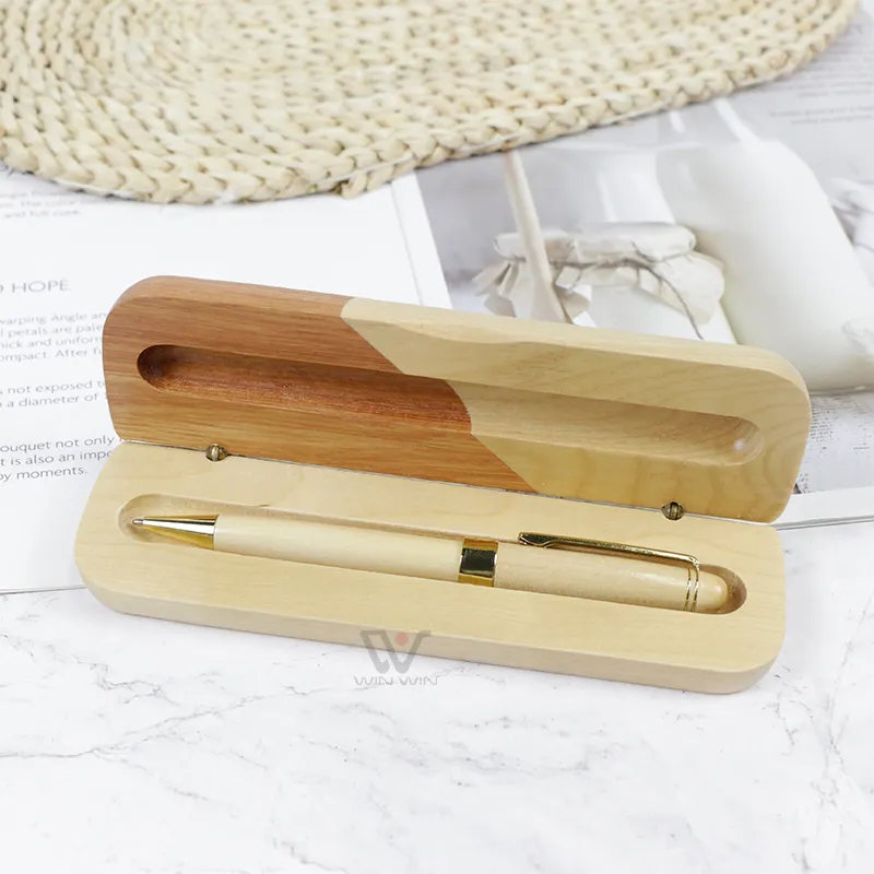 Eco Friendly Cherry Ballpoint Pen with Logo In Matching Wood Gift Box Wooden Pen With Wooden Case