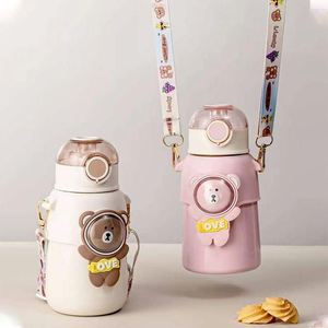 Botella de agua infantil con pajita, taza portátil para viajes al aire libre, diseño de dibujos animados, a prueba de fugas, para niños, deportiva. - Product Image 1