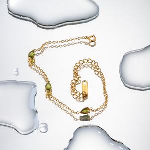 Fashion 18K Gold Plated Stainless Steel Fine <b>Chain</b> Jewelry Gift Charm Green Heart Cubic Zirconia Bracelet - Product Image 3