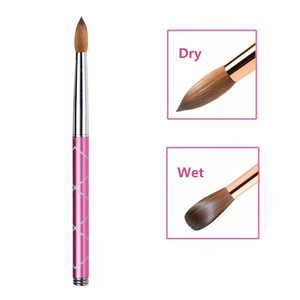 Pinceau à ongles en acrylique 100% Kolinsky avec manche en métal rose, logo personnalisé OEM pour la poudre acrylique et le nail art - Product Image 4