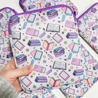 Sarung Kindle dan Buku dari Neoprene dengan Resleting dan Kantong untuk Membaca, Penutup Pelindung Anti Guncangan Custom Edisi Terbatas