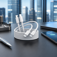 Kabel Pengisian Cepat 60W PD USB-C ke Type-C 3A 1m, Nylon Braided, Tembaga Murni untuk Ponsel, Tablet, Macbook, Android/iOS, Kamera