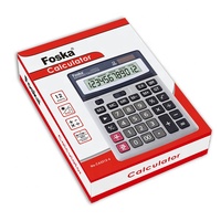Calculatrice de bureau électronique Foska à 12 chiffres, alimentée par énergie solaire et piles, pour fournitures de bureau