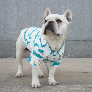 <b>Pug</b> French Bulldog Hawaiian Style Shirt Thin Summer Dog <b>Clothes</b> Alligator Banana Leaves Pattern Casual Pet Apparel - Product Image 4