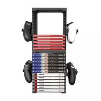 Support de rangement pour jeux avec 24 emplacements pour Xbox/Nintendo Switch/PS4/PS5, support pour disques Blu-Ray, avec 4 supports pour manettes